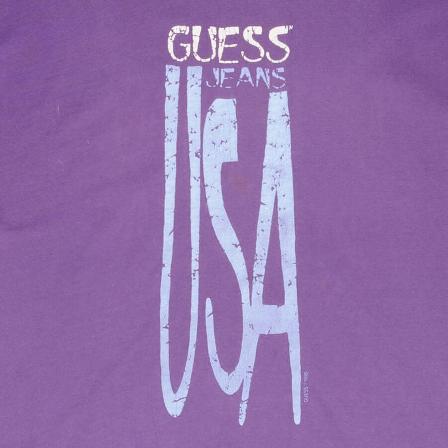 Vintage Guess Jeans Tee Shirt 1995 Size Large Made In USA With Single Stitch Sleeves