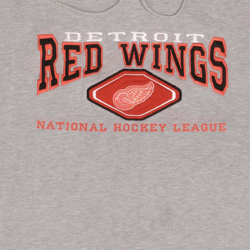Vintage Nhl Detroit Red Wings Grey Hoodie Sweatshirt 1990S Size 2XL