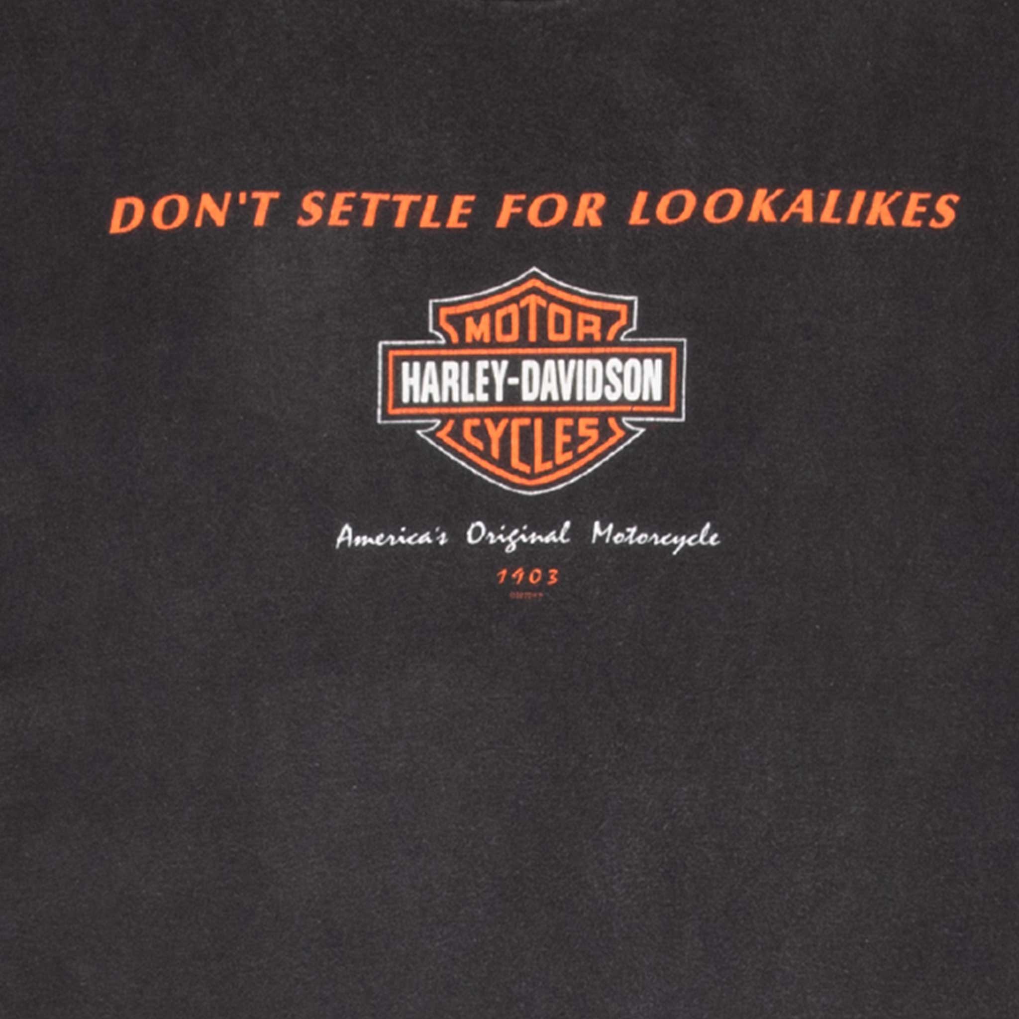 Vintage Harley Davidson Don't Settle For Lookalikes 2002 Tee Shirt Size 2XL Made In Usa