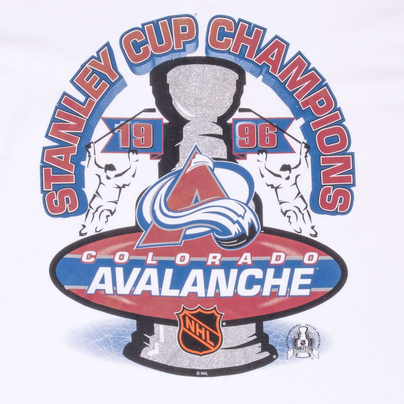 Vintage Nhl Colorado Avalanche Stanley Cup Champions 1996 Tee Shirt Size XL With Single Stitch Sleeves