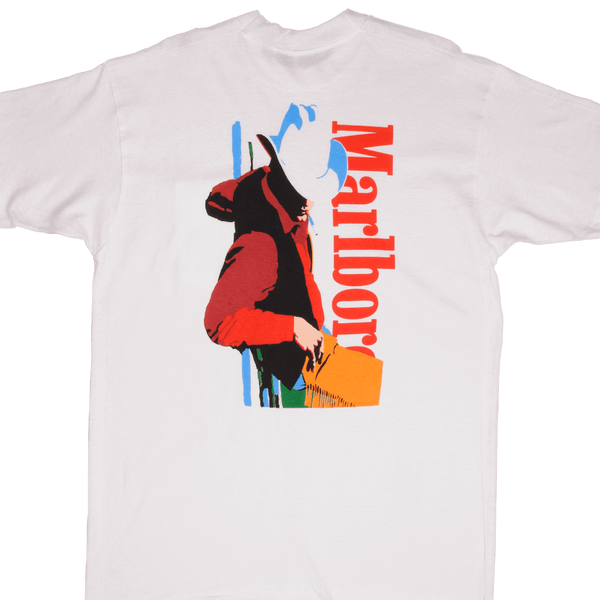 Vintage Marlboro Cowboy Tee Shirt 1990s Size Medium Made In USA With Single Stitch Sleeves