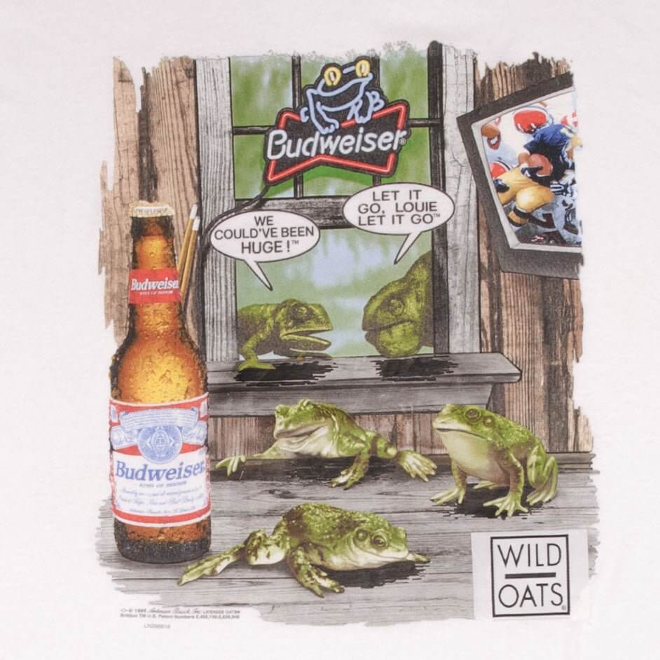 Vintage Budweiser Frog Tee Shirt 1998 Size XL Made In Usa