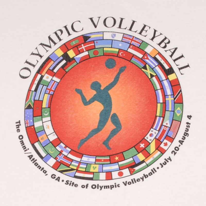 Vintage Atlanta Olympic Games 1996 Volleyball Tee Shirt Size XL Made In USA With Single Stitch Sleeves