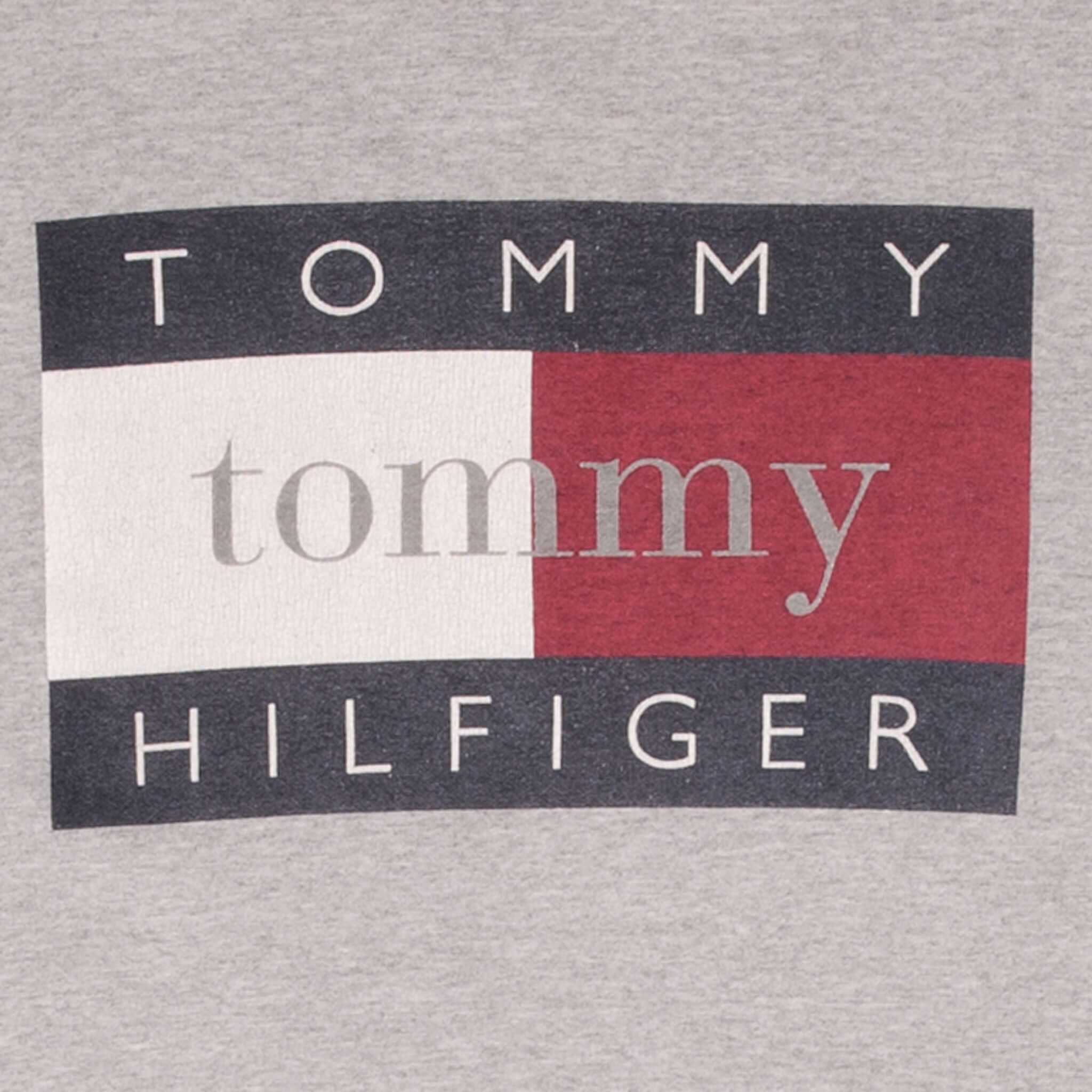 Vintage Tommy Hilfiger Spellout 1990S Grey Sweatshirt Size Medium Made In USA