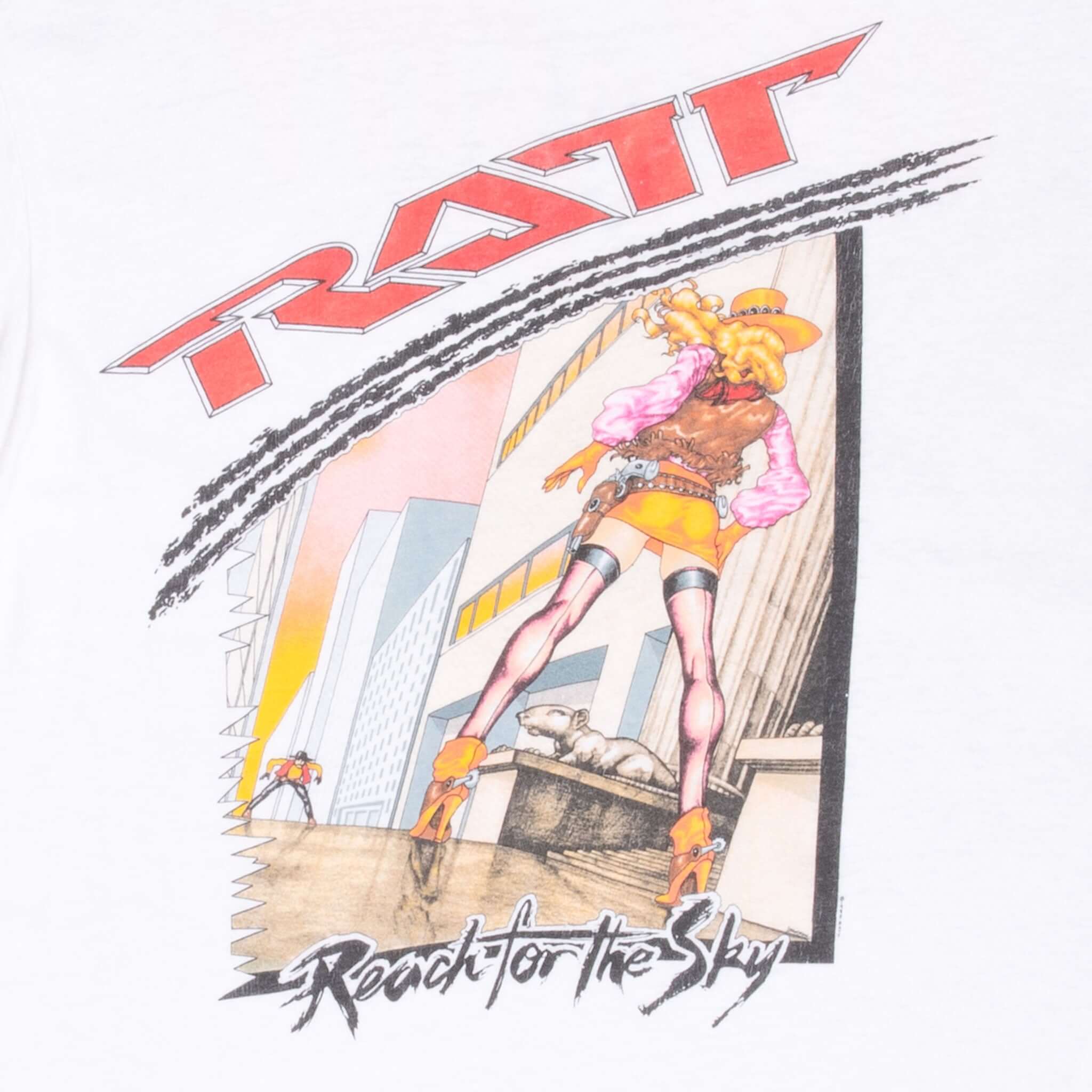 Vintage Ratt Reach For The Sky World Tour Tee Shirt 1989 Size Large With Single Stitch Sleeves