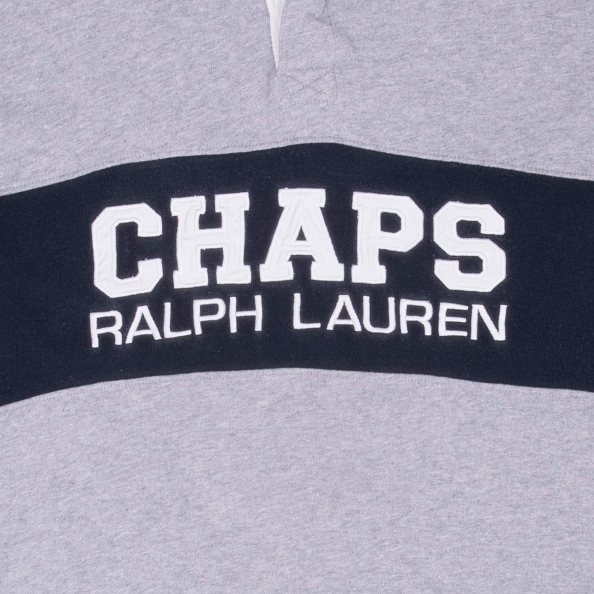 Vintage Chaps Ralph Lauren Grey Rugby Polo Shirt 1990S Size Large