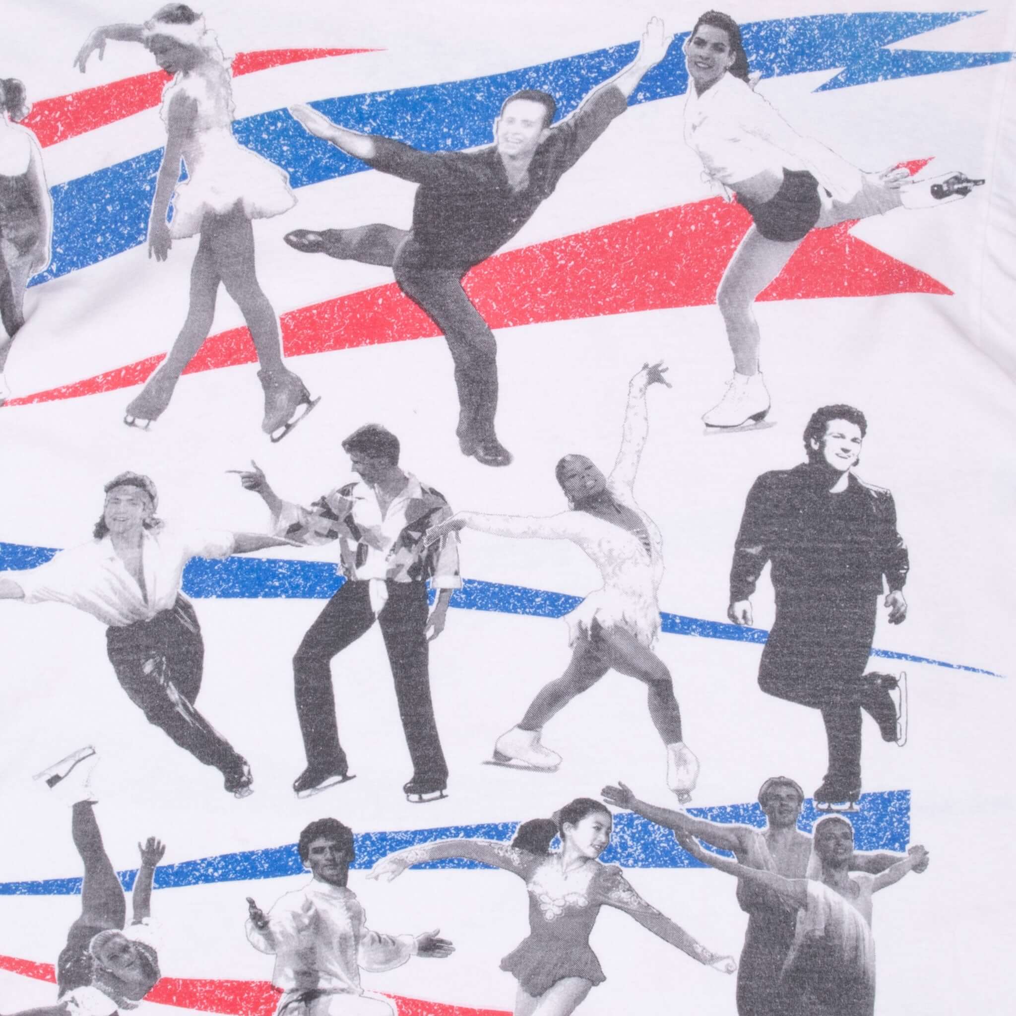 Vintage Figure Skating World Tour 1995 All Over Print Tee Shirt Size XL With Single Stitch Sleeves