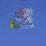 Vintage Here Today Gone To Maui Hawaii Graphic 1985 Tee Shirt Size Large With Single Stitch Sleeves
