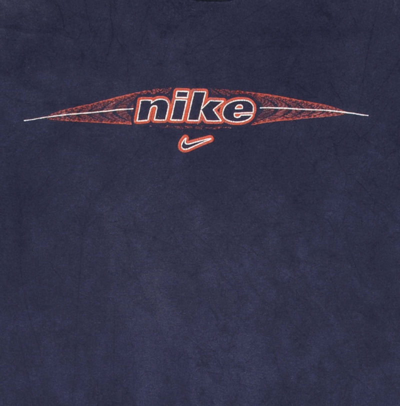 Vintage Nike Center Swoosh Spellout Blue Tee Shirt 1990S Size Large Made In Usa