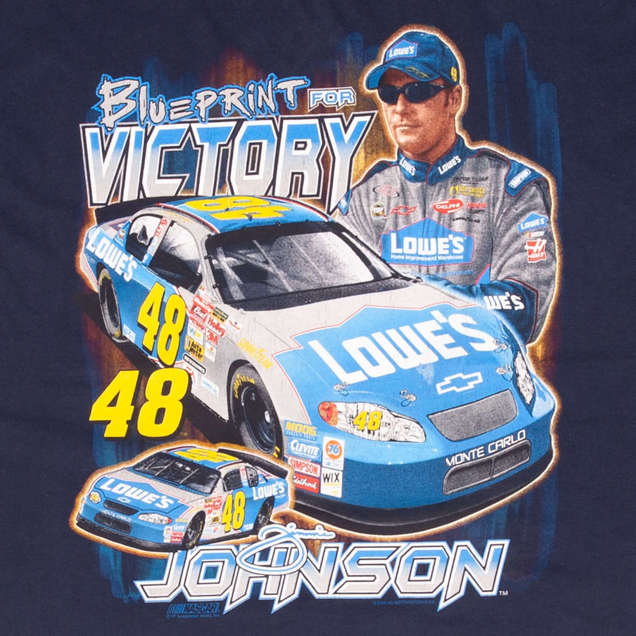 Vintage Nascar Jimmie Johnson Lowe's Tee Shirt 2003 Size XL