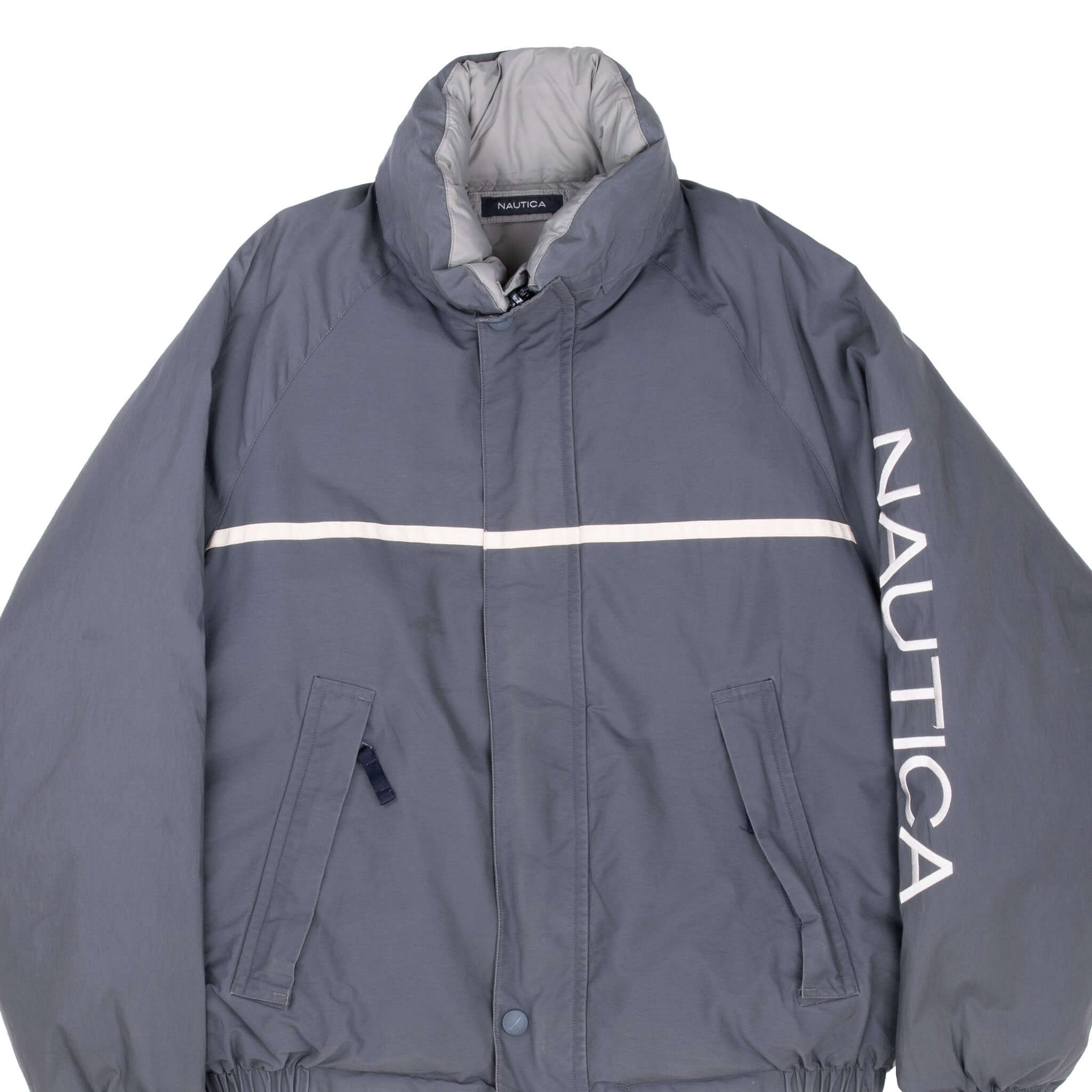 Vintage Nautica Reversible Grey Puffer Jacket 1990S Size Small