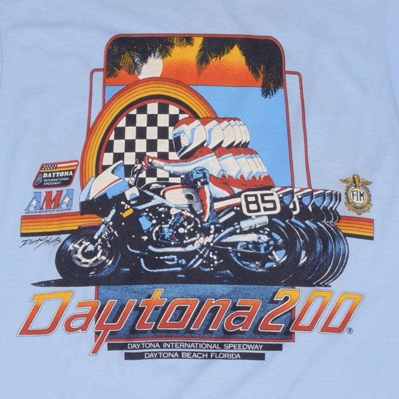 Vintage Ama Daytona 200 Early 1980S Anvil Tee Shirt Size Small Made In USA With Single Stitch Sleeves