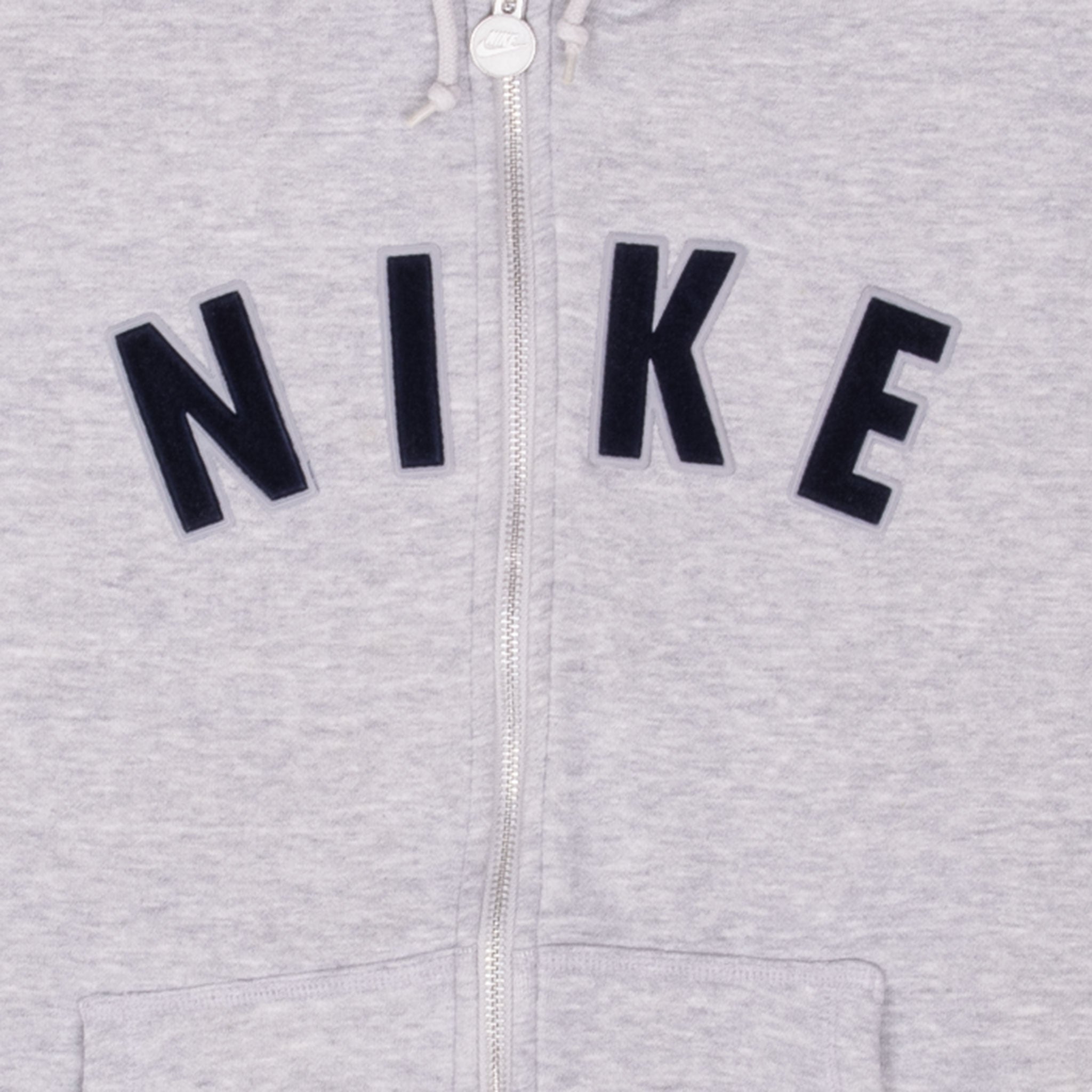 Vintage Nike Spellout Grey Full Zip Hoodie Sweatshirt 2000S Size Large
