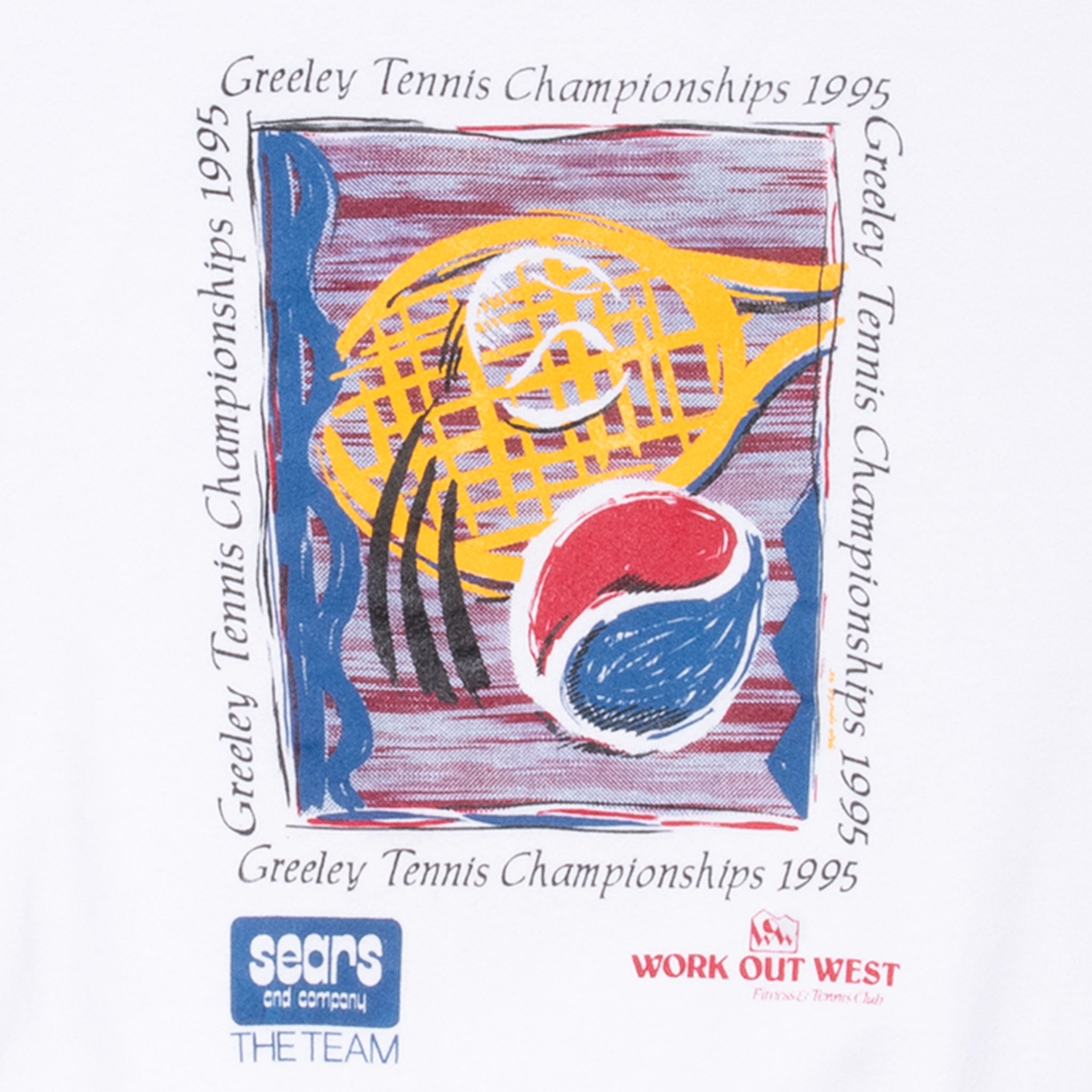 Vintage Greeley Tennis Championships 1995 Sweatshirt Size XL Made In Usa