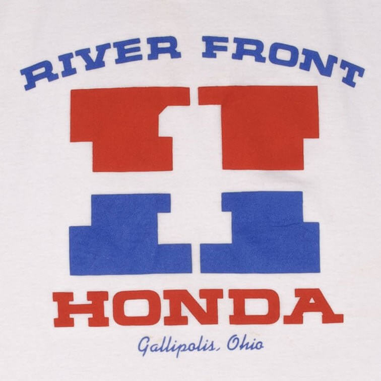Vintage Honda River Front Tee Shirt 1980S Size Medium Made In USA With Single Stitch Sleeves