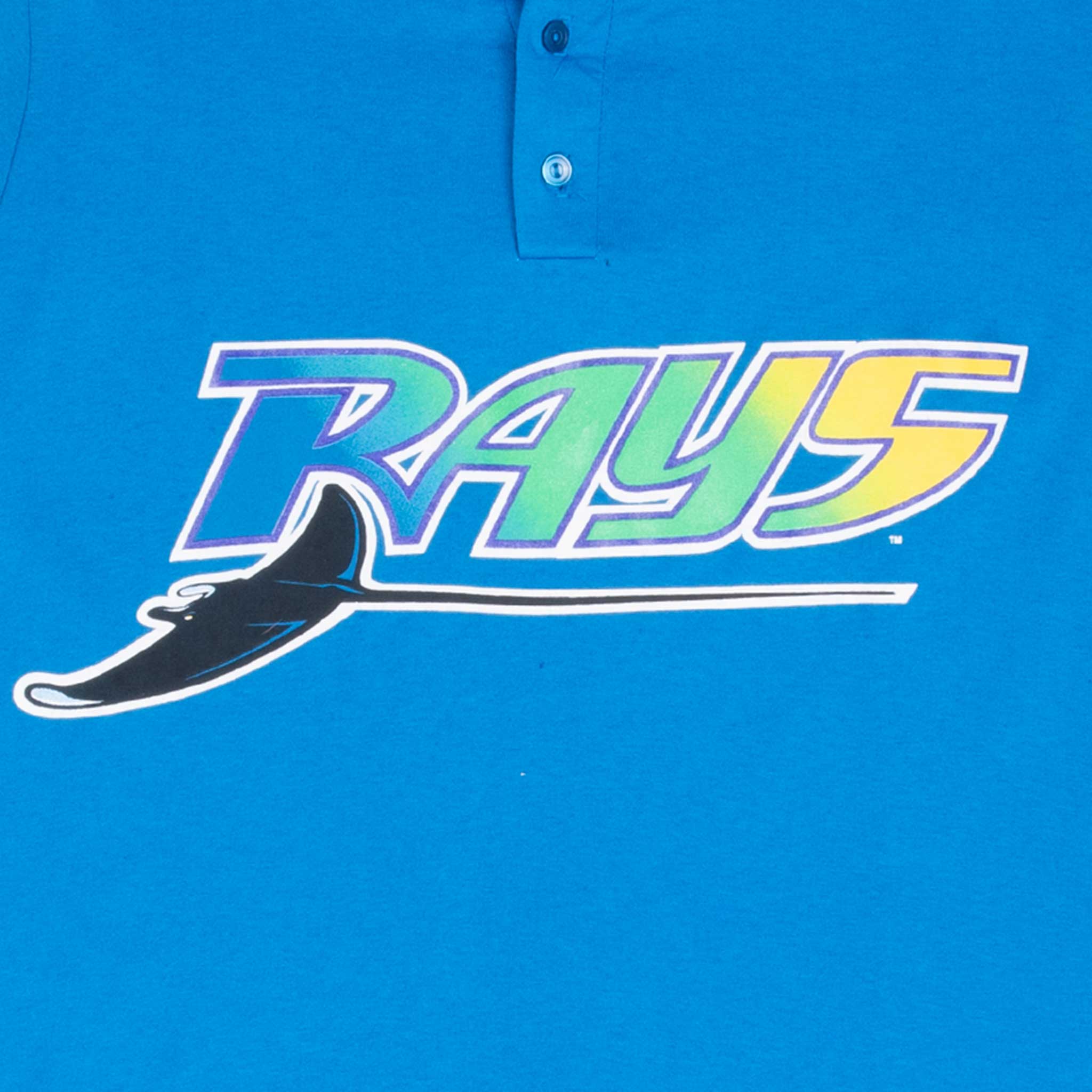 Vintage Mlb Tampa Bay Rays Henley Tee Shirt 1990S Size XL Made In Usa
