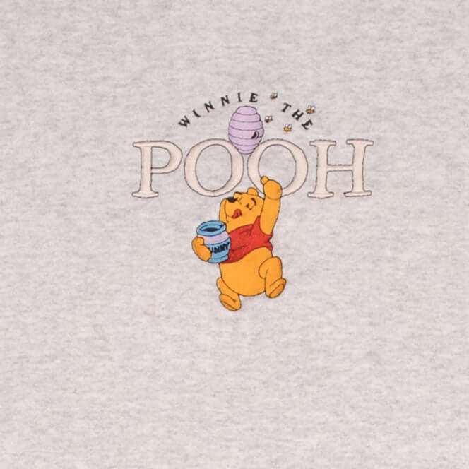 Vintage Disney Winnie The Pooh Embroidered 1990S Grey Sweatshirt Size Large