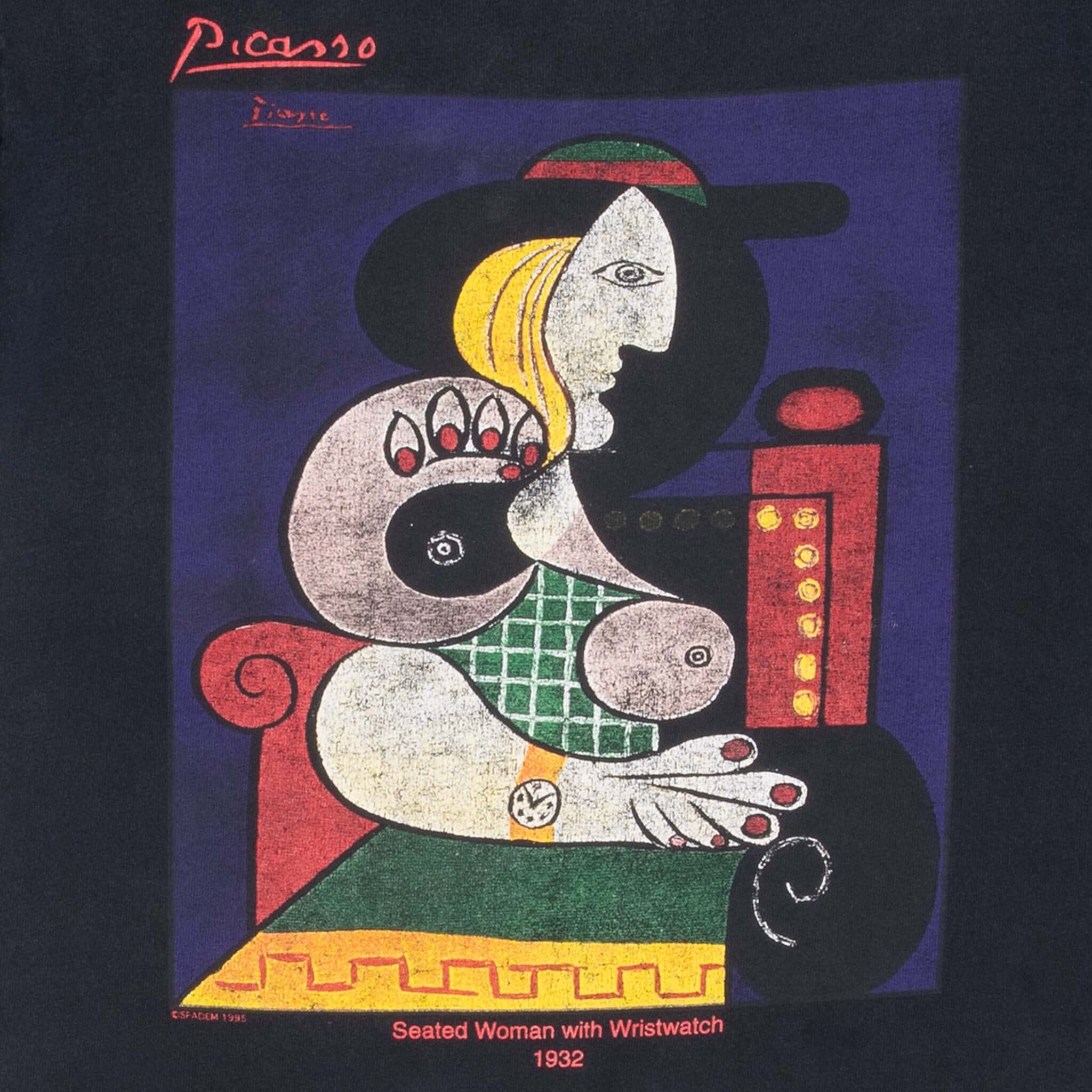 Vintage Pablo Picasso Sweated Woman With Wristwatch Art Tee Shirt 1995 Size Medium Made In Usa