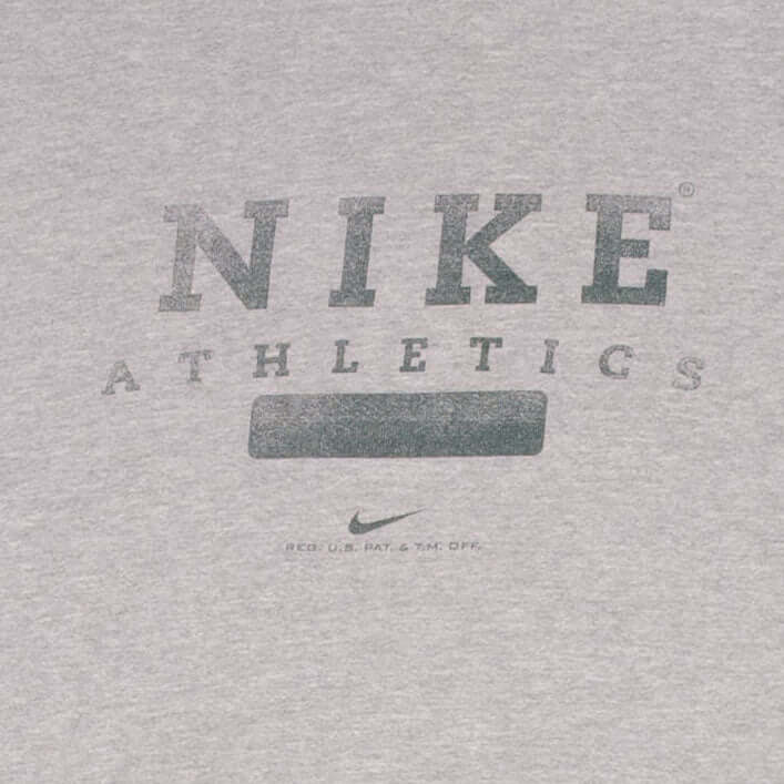 Vintage Nike Athletics Spellout Grey Sweatshirt 1990S Size Medium Made In Usa