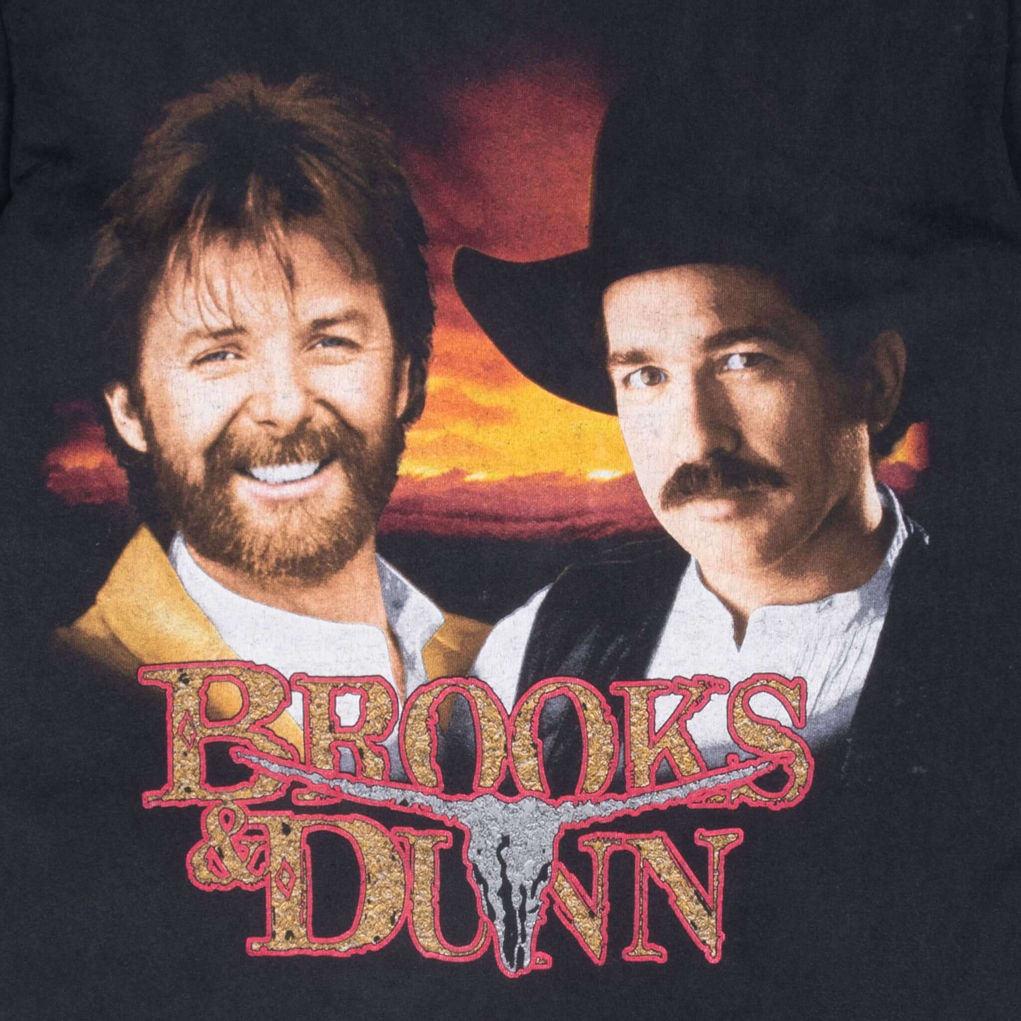 Vintage Brooks And Dunn Waiting On Sundown Tour 1990S Tee Shirt Size Medium Made In Usa With Single Stitch Sleeves