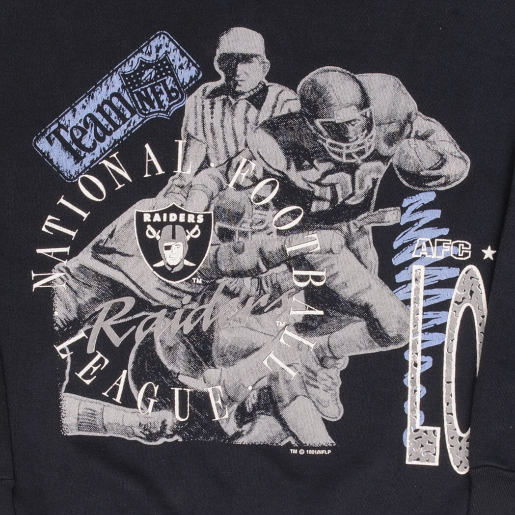 Vintage Nfl Los Angeles Raiders All Over Print 1991 Sweatshirt Size Large Made In Usa