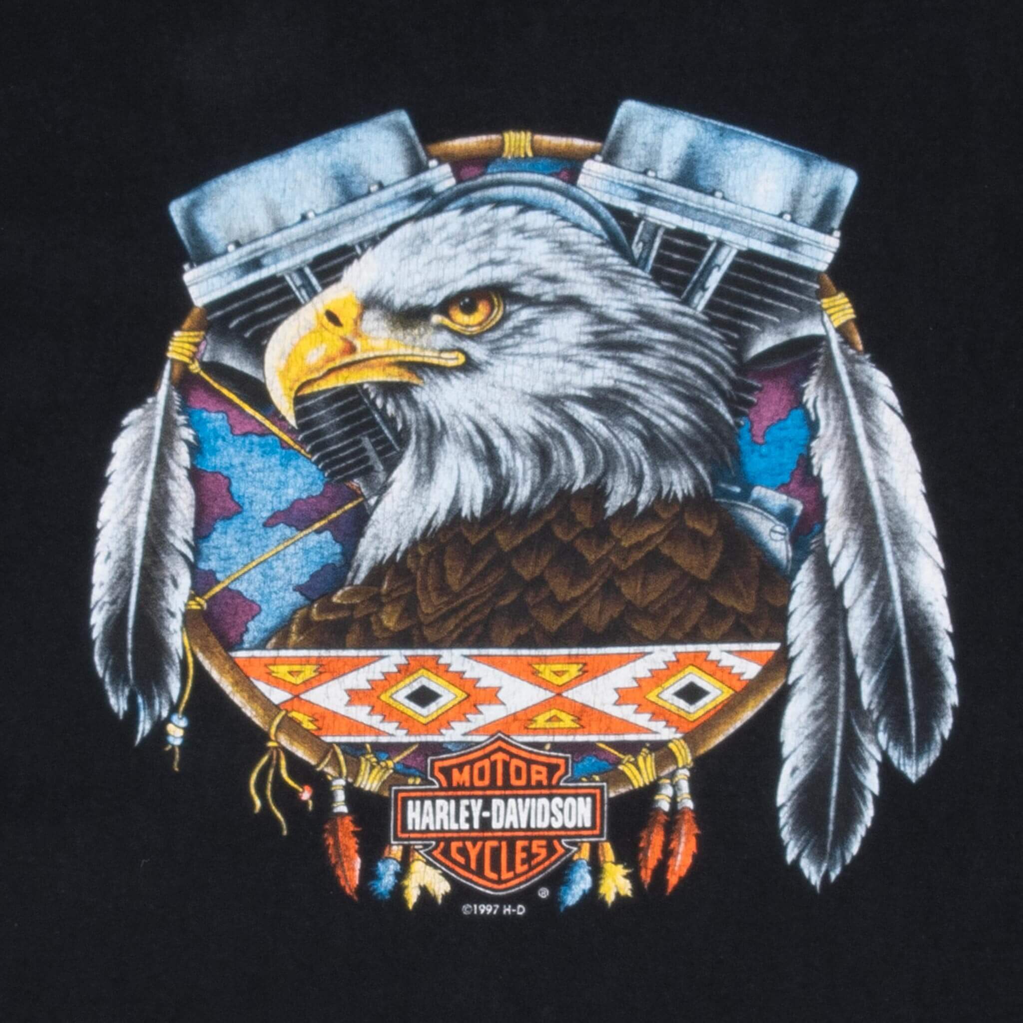 Vintage Harley Davidson Omaha Nebraska Eagle Tee Shirt 1997 Size 2XL Made In Usa
