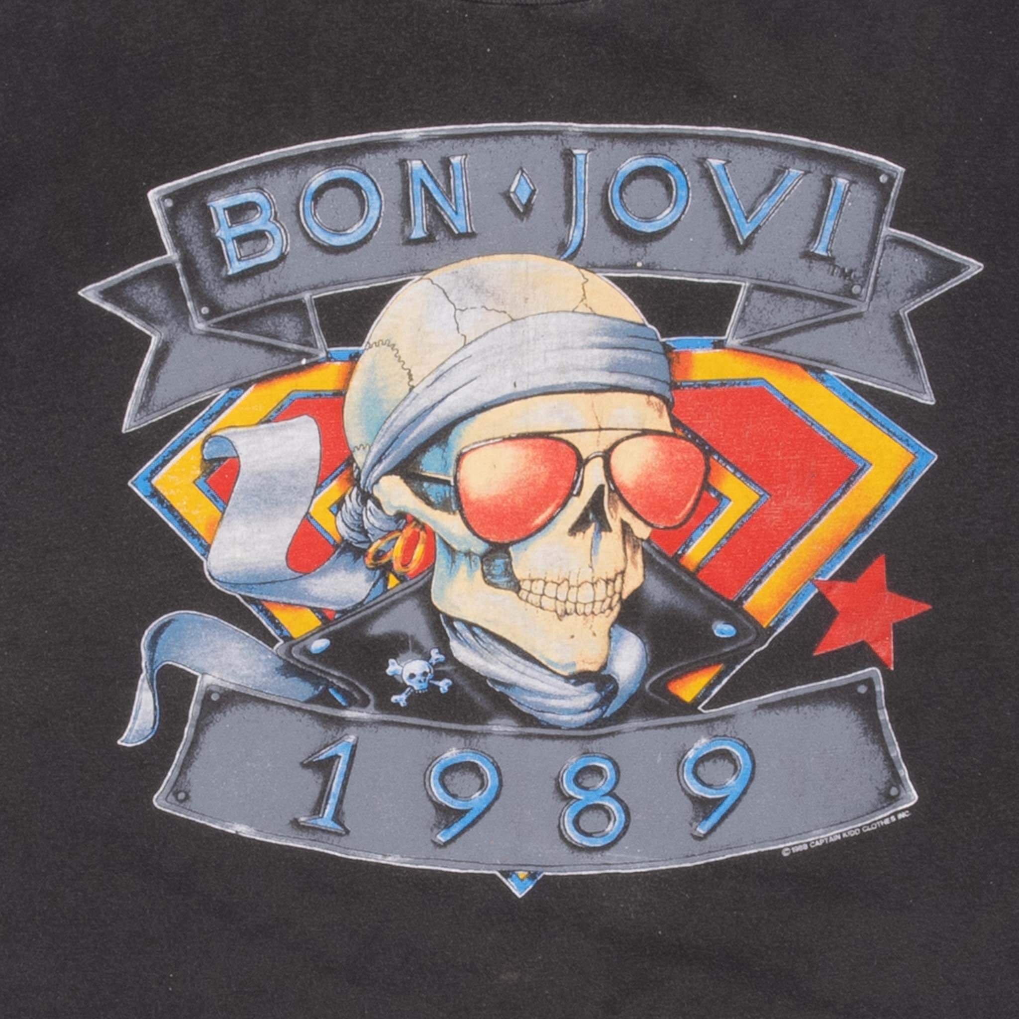Vintage Bon Jovi We Are Back Kicking *Ss Tee Shirt 1989 Size Large Made In Usa With Single Stitch Sleeves.