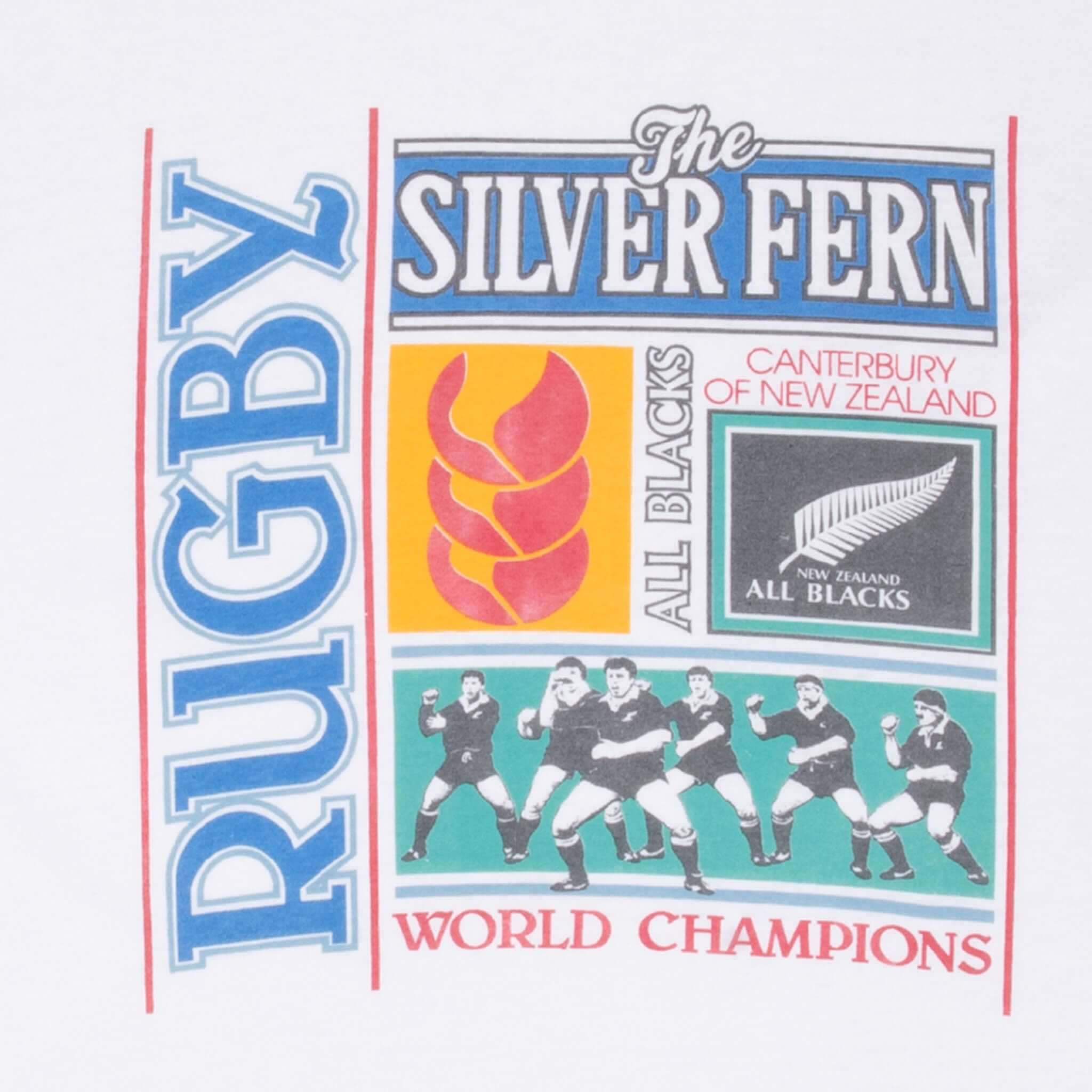 Vintage New Zealand All Blacks Rugby World Champions 1990S Tee Shirt Size XL Made In New Zealand With Single Stitch Sleeves