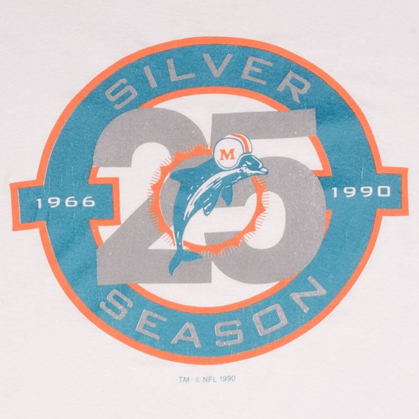 Vintage Nfl Miami Dolphins Silver Season 1990 Tee Shirt Size XL Made In USA Single Stitch Sleeves