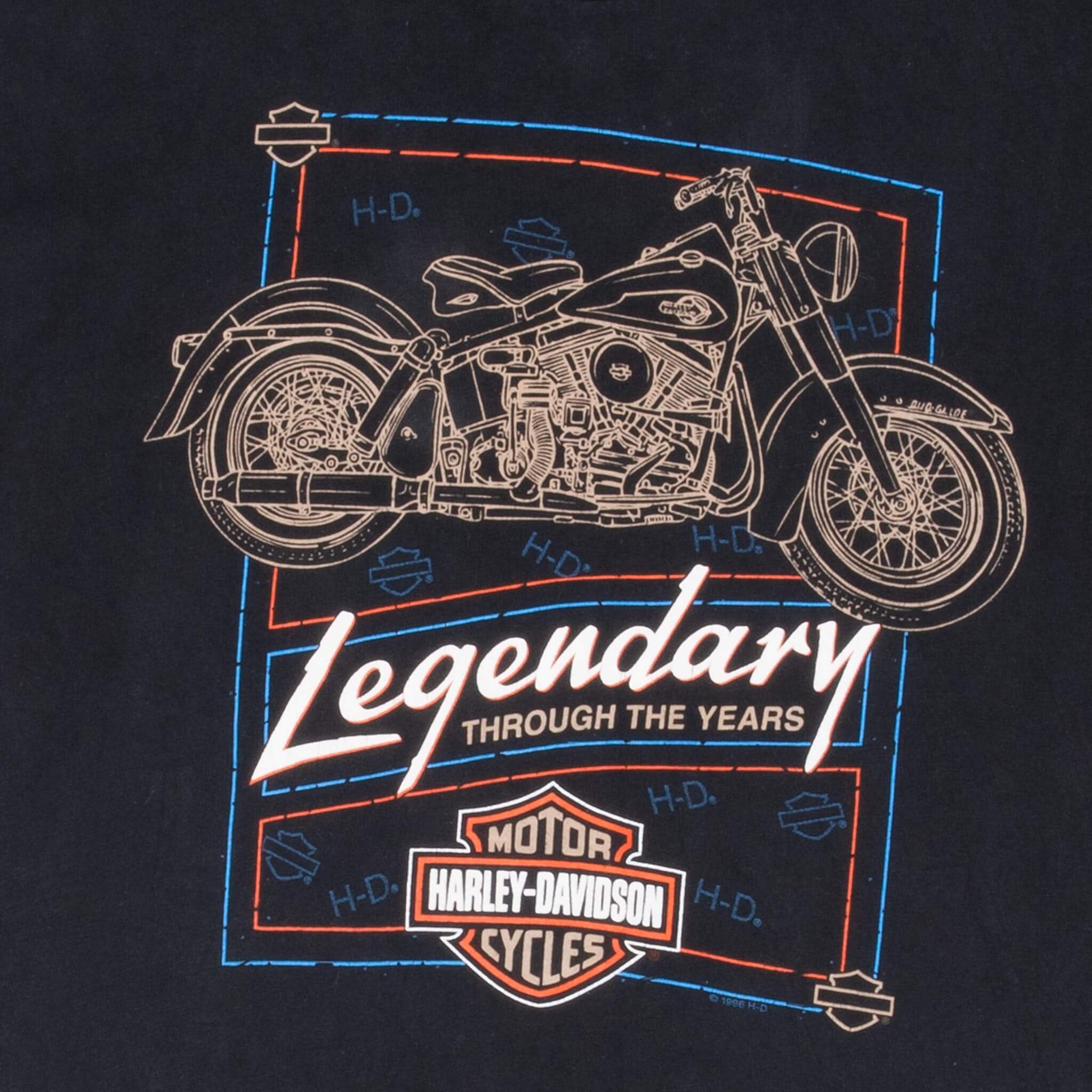Vintage Harley Davidson Legendary Nashville Tee Shirt 1996 Size XL Made In Usa With Single Stitch Sleeves