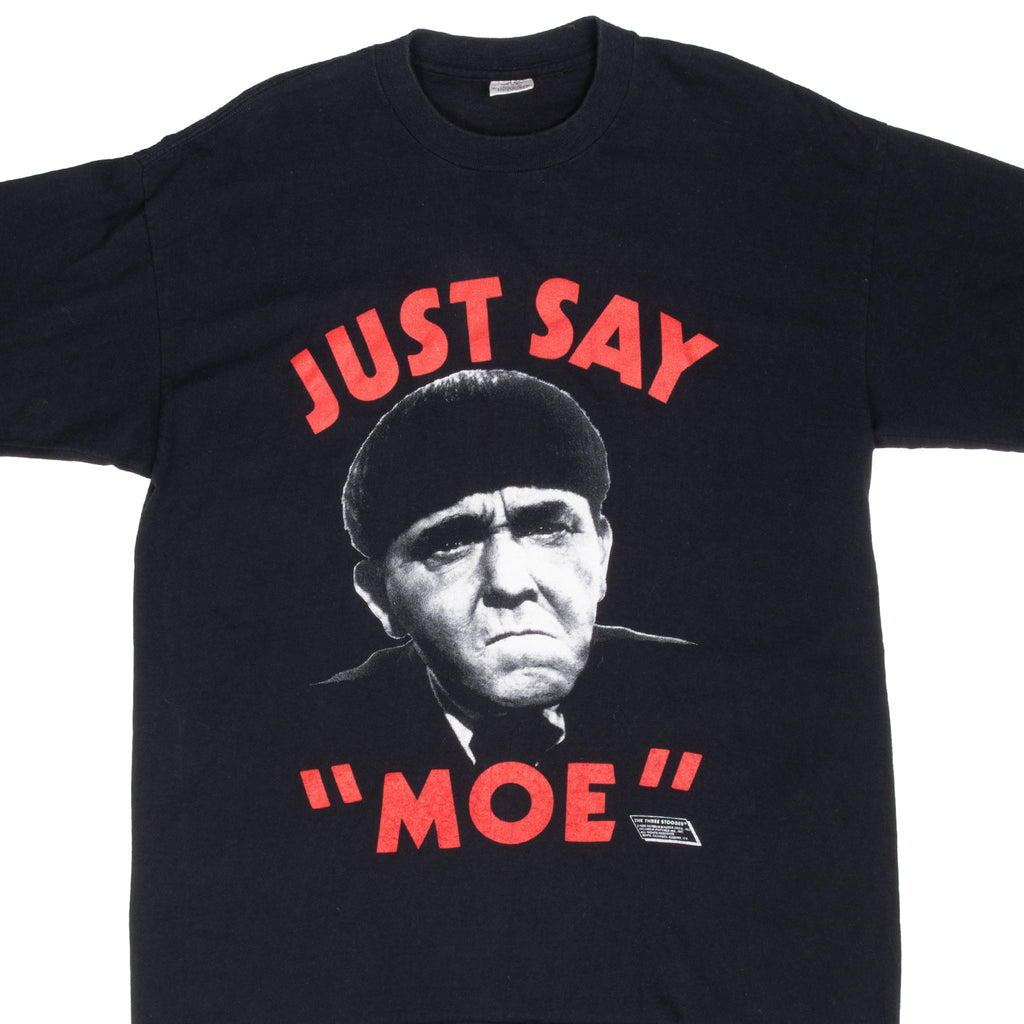 Vintage The Three Stooges Just Say Moe Tee Shirt 1988 Size Large Made In Usa With Single Stitch Sleeves