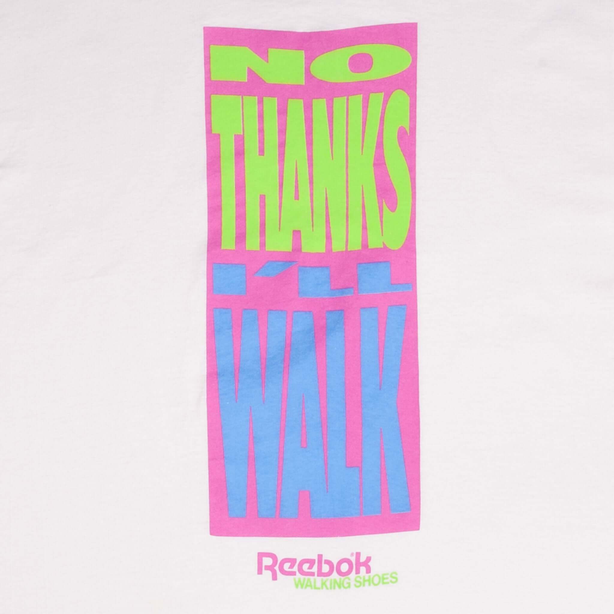 Vintage Reebok I Think I'll Walk 1990S Tee Shirt Size Large Made In Usa With Single Stitch Sleeves