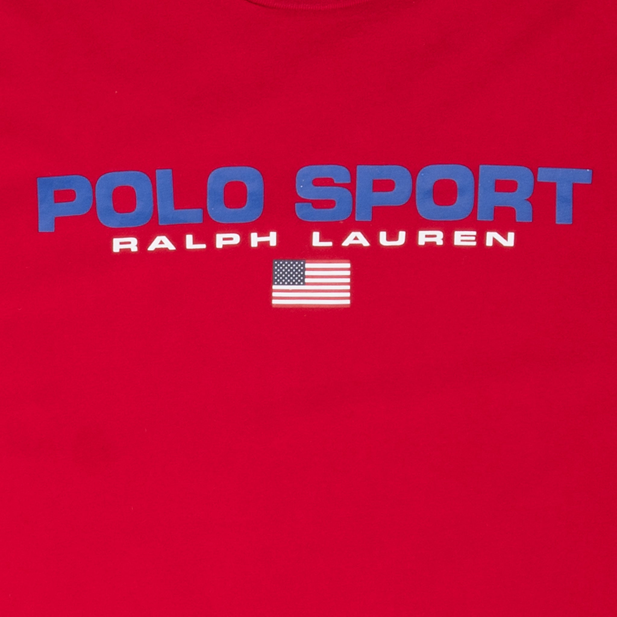 Vintage Ralph Lauren Polo Sport Red Tee Shirt 1990S Size XL With Single Stitch Sleeves