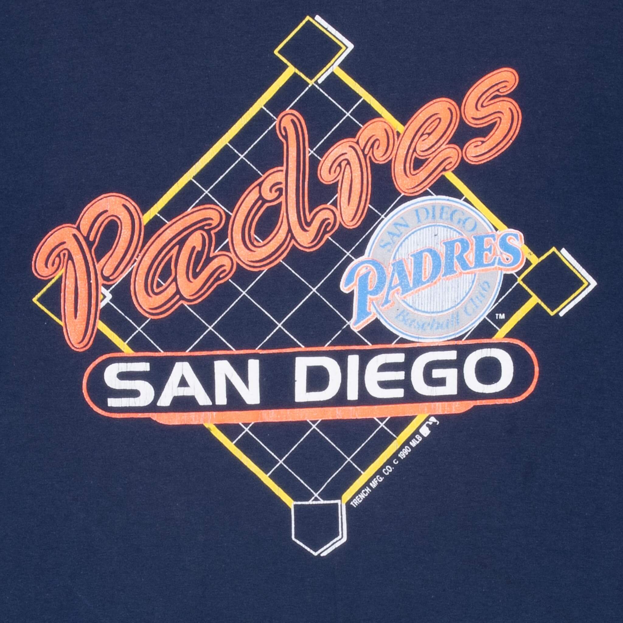 Vintage Mlb San Diego Padres 1990 Tee Shirt Size Large Made In Usa With Single Stitch Sleeves