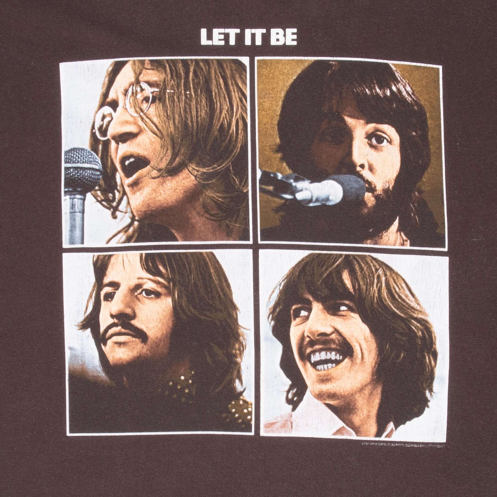 Vintage The Beatles Let It Be 2004 Brown Tee Shirt Size XL