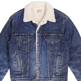 Vintage Levis Sherpa Trucker Denim Jacket Medium Dark Wash 1980s Size 40R Made In USA.  Button #527