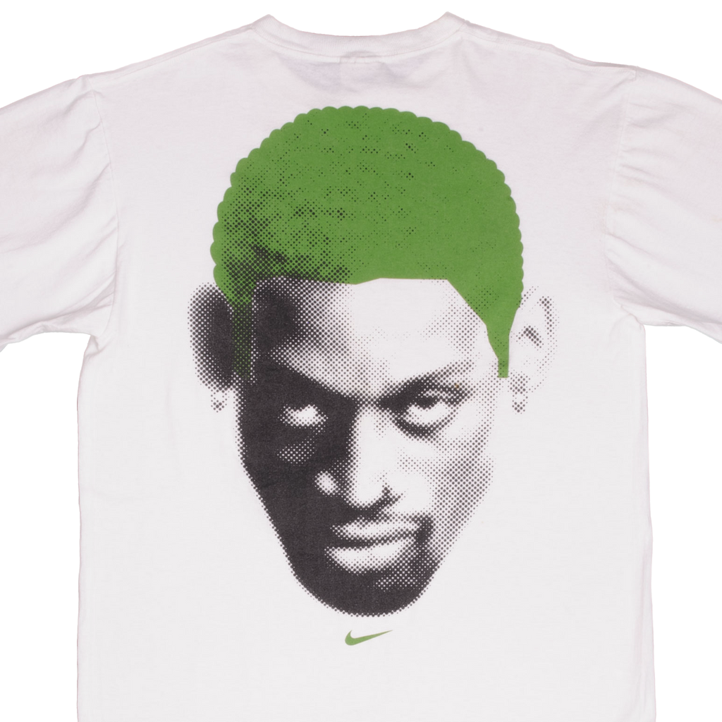 Vintage Nike NBA Dennis Rodman Green Hair Tee Shirt Size Medium Made In USA