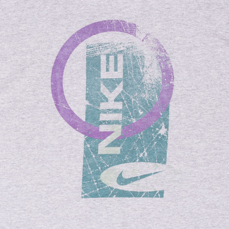 Vintage Nike Spellout Grey Tee Shirt 1990S Size Large Made In Usa