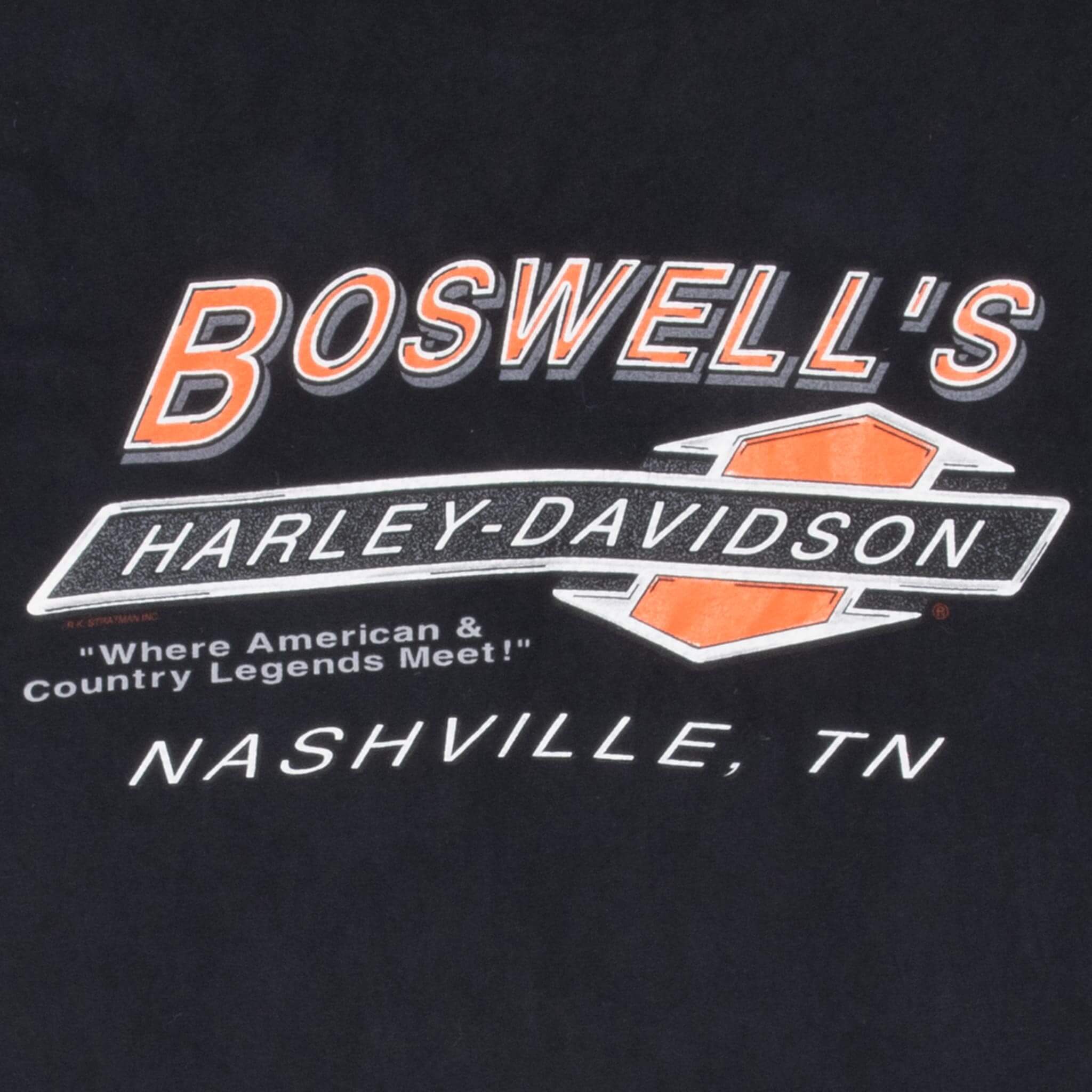Vintage Harley Davidson Legendary Nashville Tee Shirt 1996 Size XL Made In Usa With Single Stitch Sleeves