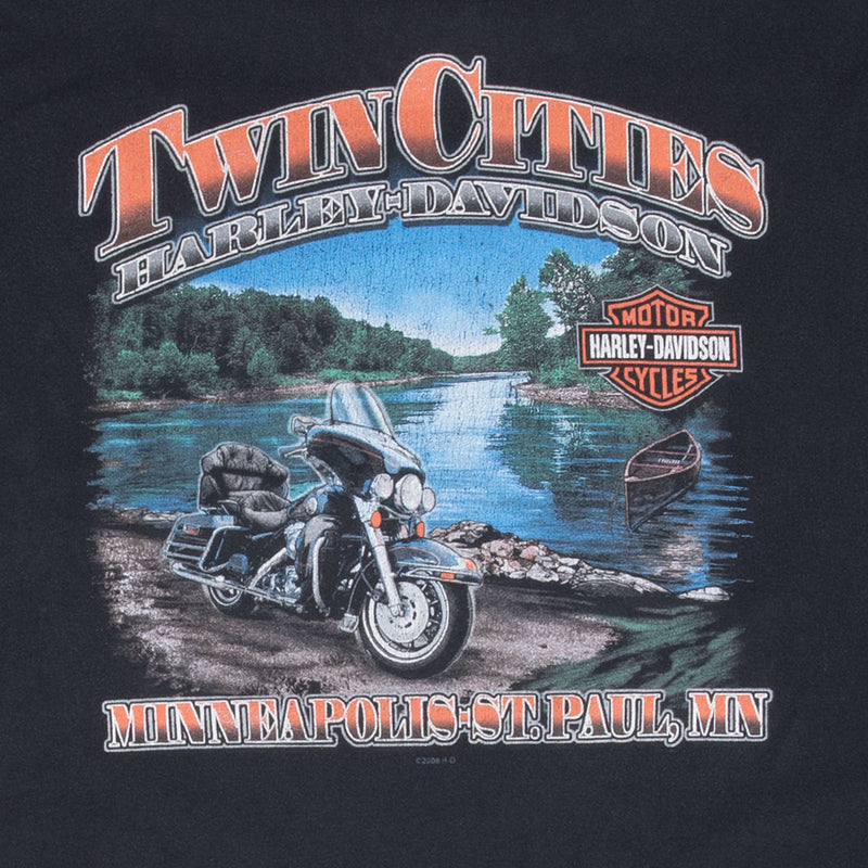 Vintage Harley Davidson Pirate Twin Cities Tee Shirt Size XL