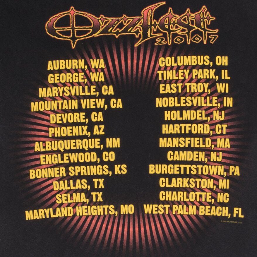 Vintage Ozzfest Ozzy Osbourne 2007 Tee Shirt Size Small