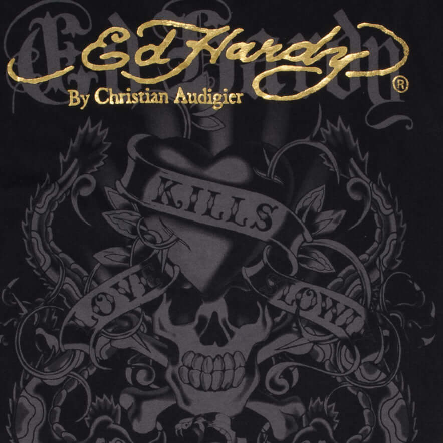 Vintage Ed Hardy By Christian Audigier Golden Tiger Long Sleeves Tee Shirt 2000S Size XL Made In USA