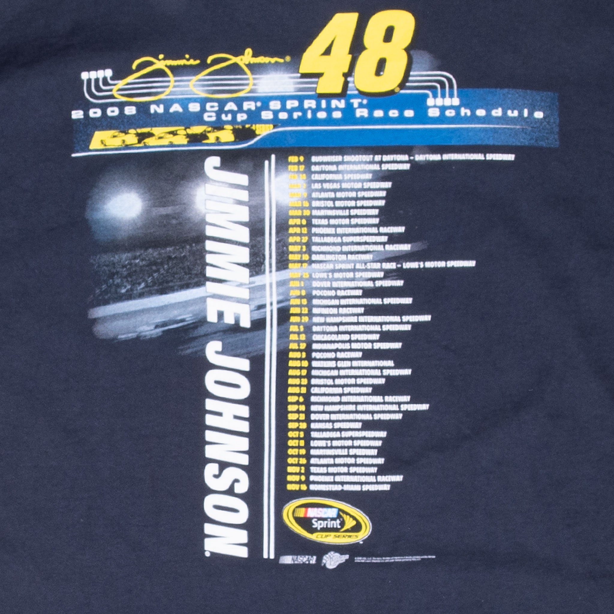 Vintage Nascar Jimmie Johnson Tee Shirt 2008 Size XL
