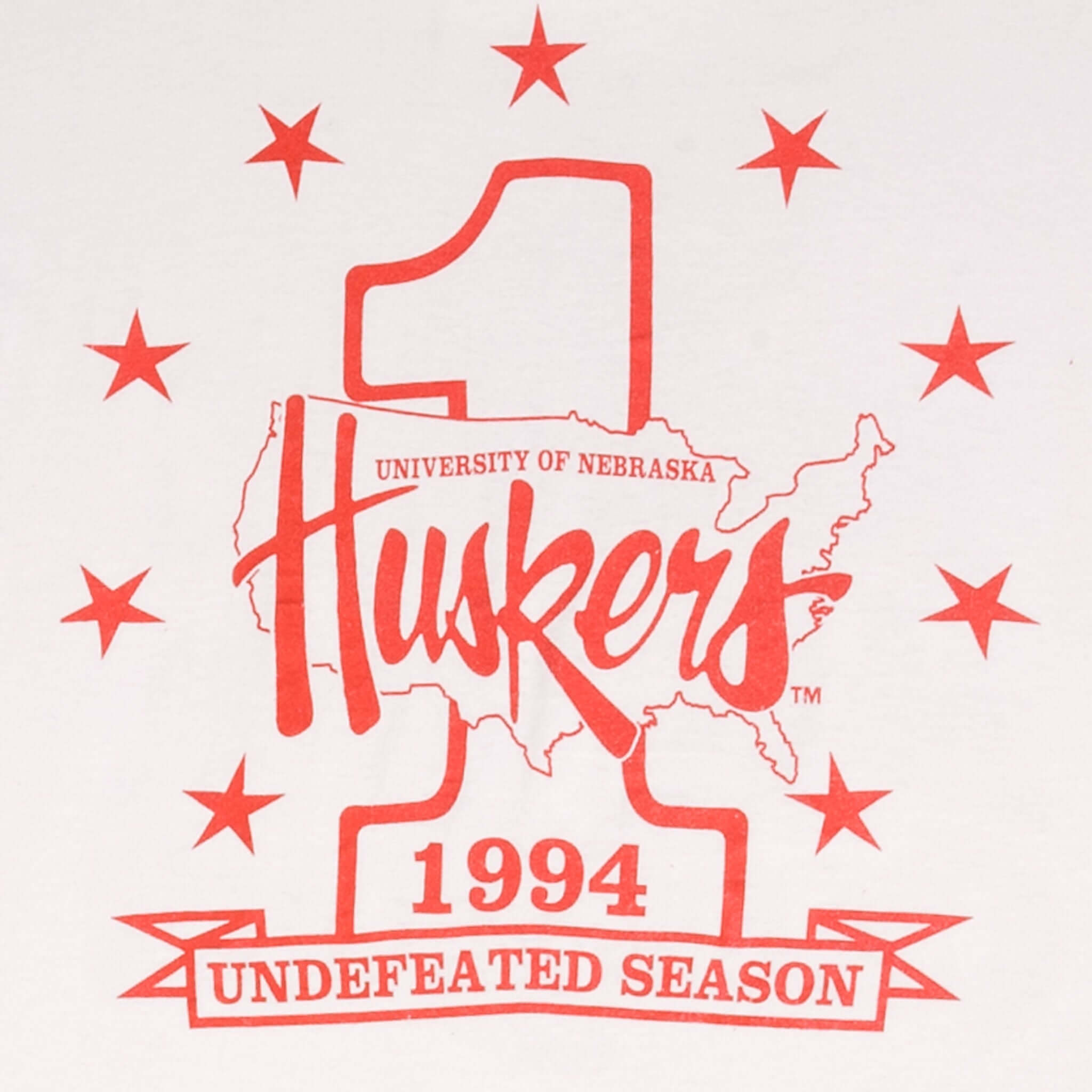 Vintage Ncaa Nebraska Huskers Champions 1994 Tee Shirt Size XL Made In USA With Single Stitch Sleeves