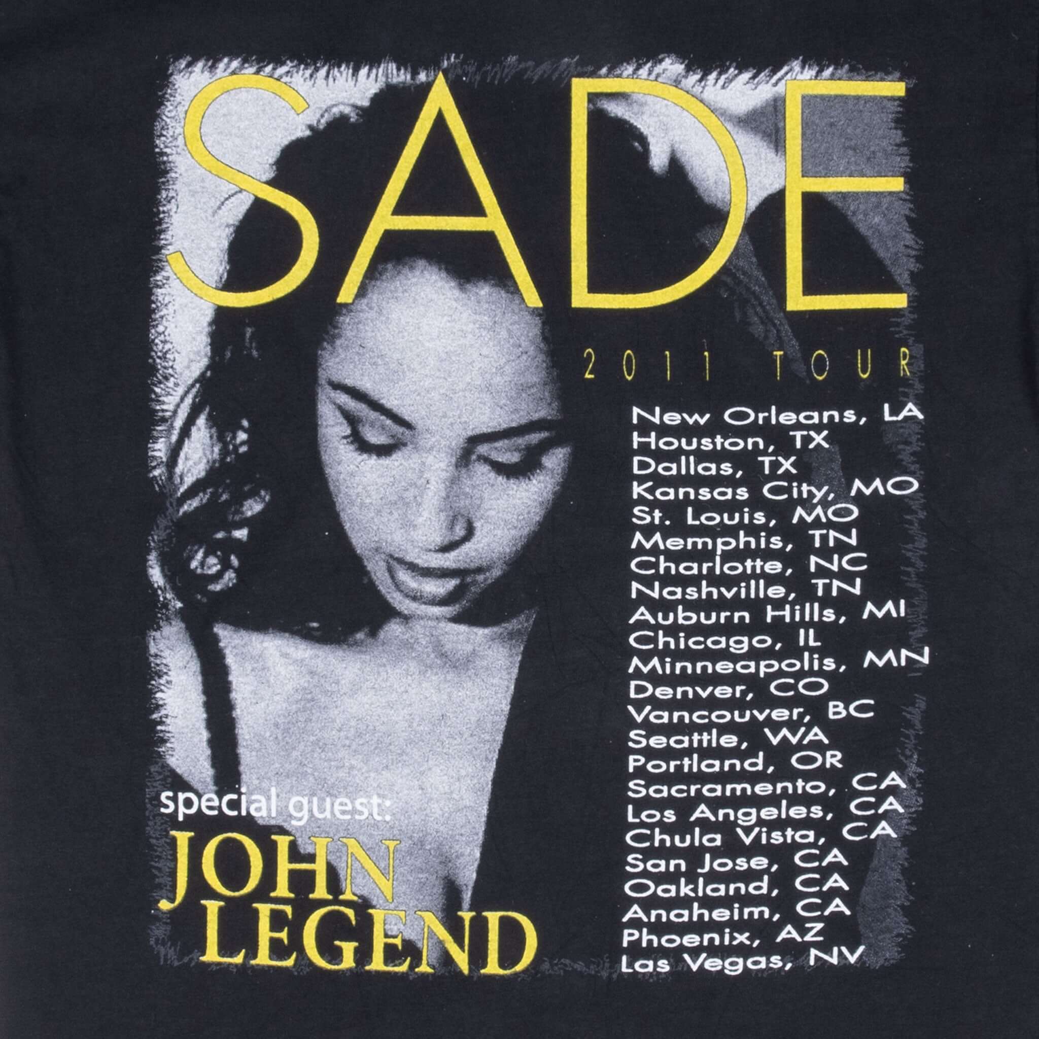 Vintage Sade 2011 Tour Black Tee Shirt Size Small