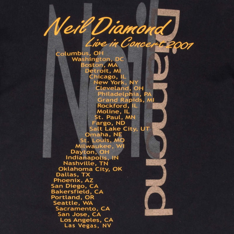 Vintage Neil Diamond Tour 2001 Black Tee Shirt Size Medium