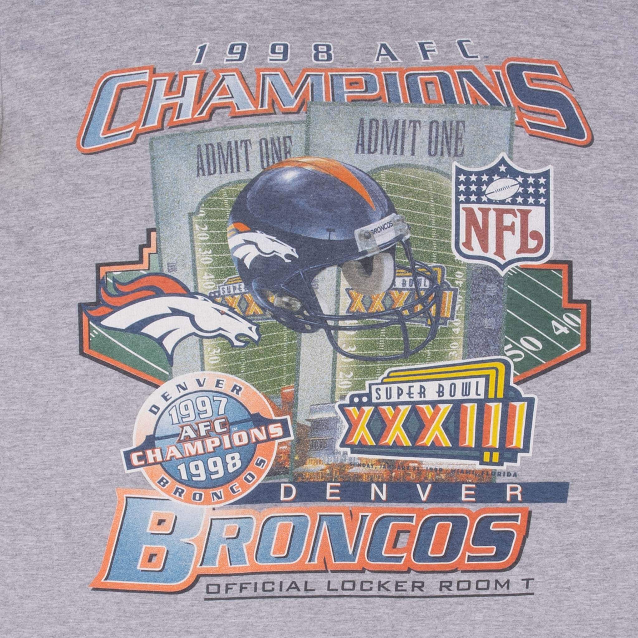 Vintage Nfl Denver Broncos AFC Champions 1998 Tee Shirt Size Large Made In USA