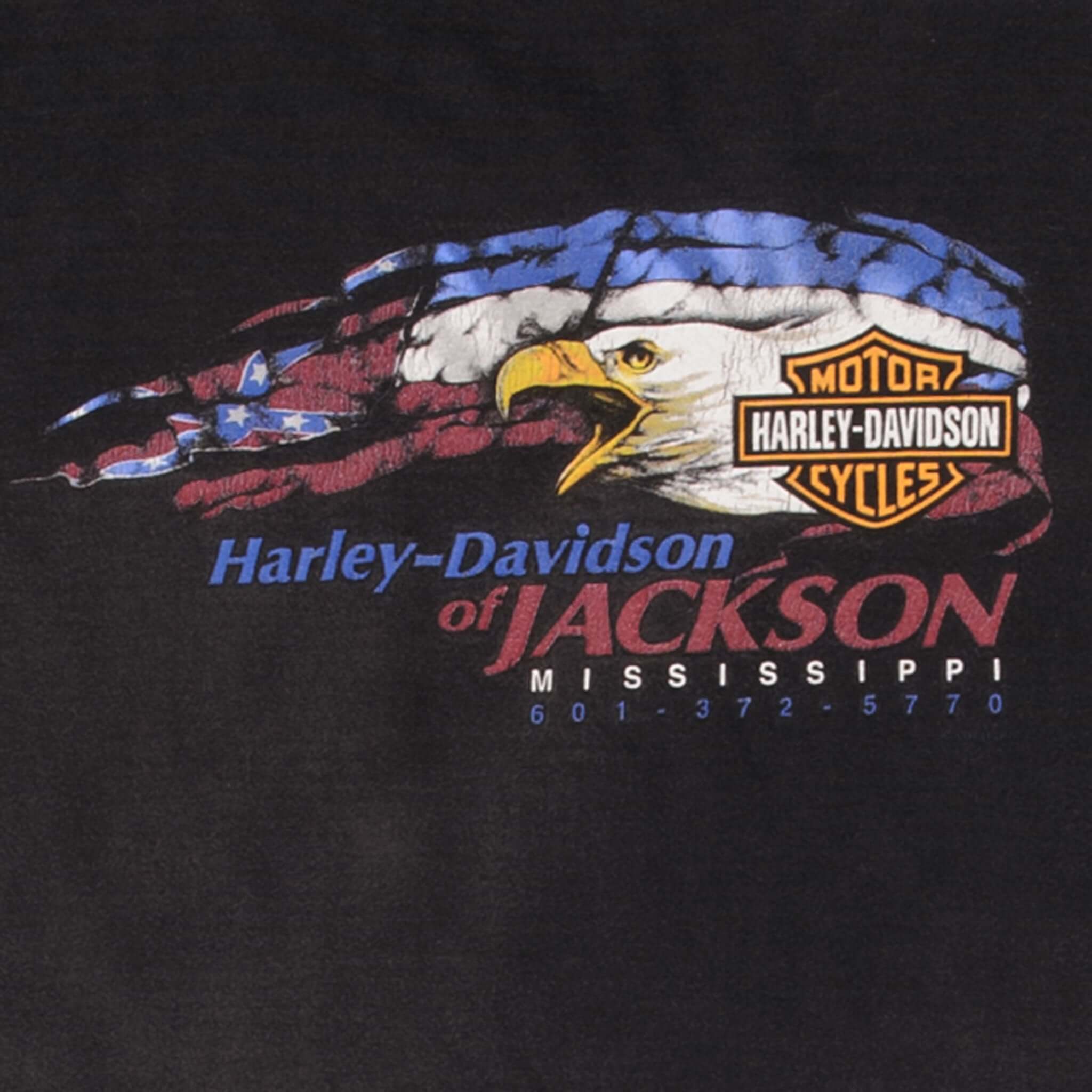 Vintage Harley Davidson Of Jackson Mississippi Eagle 1990S Tee Shirt Size XL