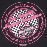 Vintage Harley Davidson Neon Los Aneles Tee Shirt 1994 Size XL Made In Usa With Single Stitch Sleeves