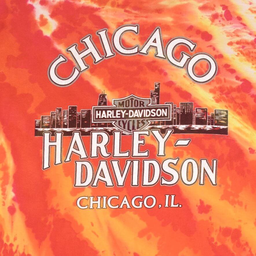 Vintage Tie Dye Harley Davidson Chicago 1994 Tee Shirt Size Xl Made In USA With Single Stitch Sleeves